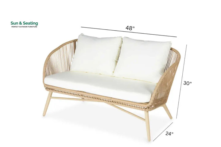 Palmer Outdoor Garden Balcony Sofa Set 2 Seater 2 Single seater and 1 Center Table Set (White + Tan) Sofa Sets