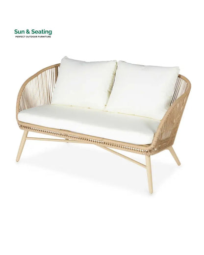 Palmer Outdoor Garden Balcony Sofa Set 2 Seater 2 Single seater and 1 Center Table Set (White + Tan) Sofa Sets