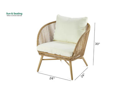 Palmer Outdoor Garden Balcony Sofa Set 2 Seater 2 Single seater and 1 Center Table Set (White + Tan) Sofa Sets