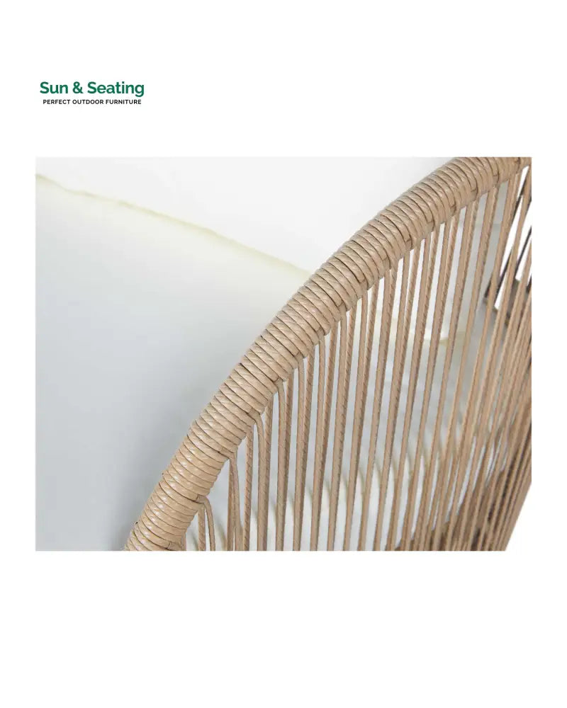 Palmer Outdoor Garden Balcony Sofa Set 2 Seater 2 Single seater and 1 Center Table Set (White + Tan) Sofa Sets