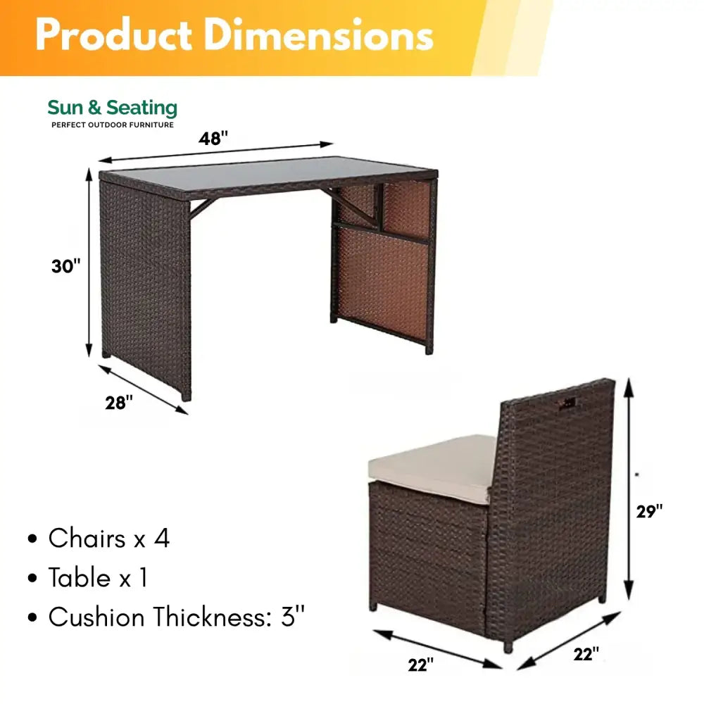 Paloma 5-Piece Outdoor Patio Dining Set with Square Glass Tabletop Dining Set