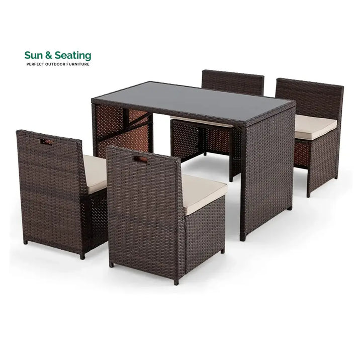 Paloma 5-Piece Outdoor Patio Dining Set with Square Glass Tabletop Dining Set