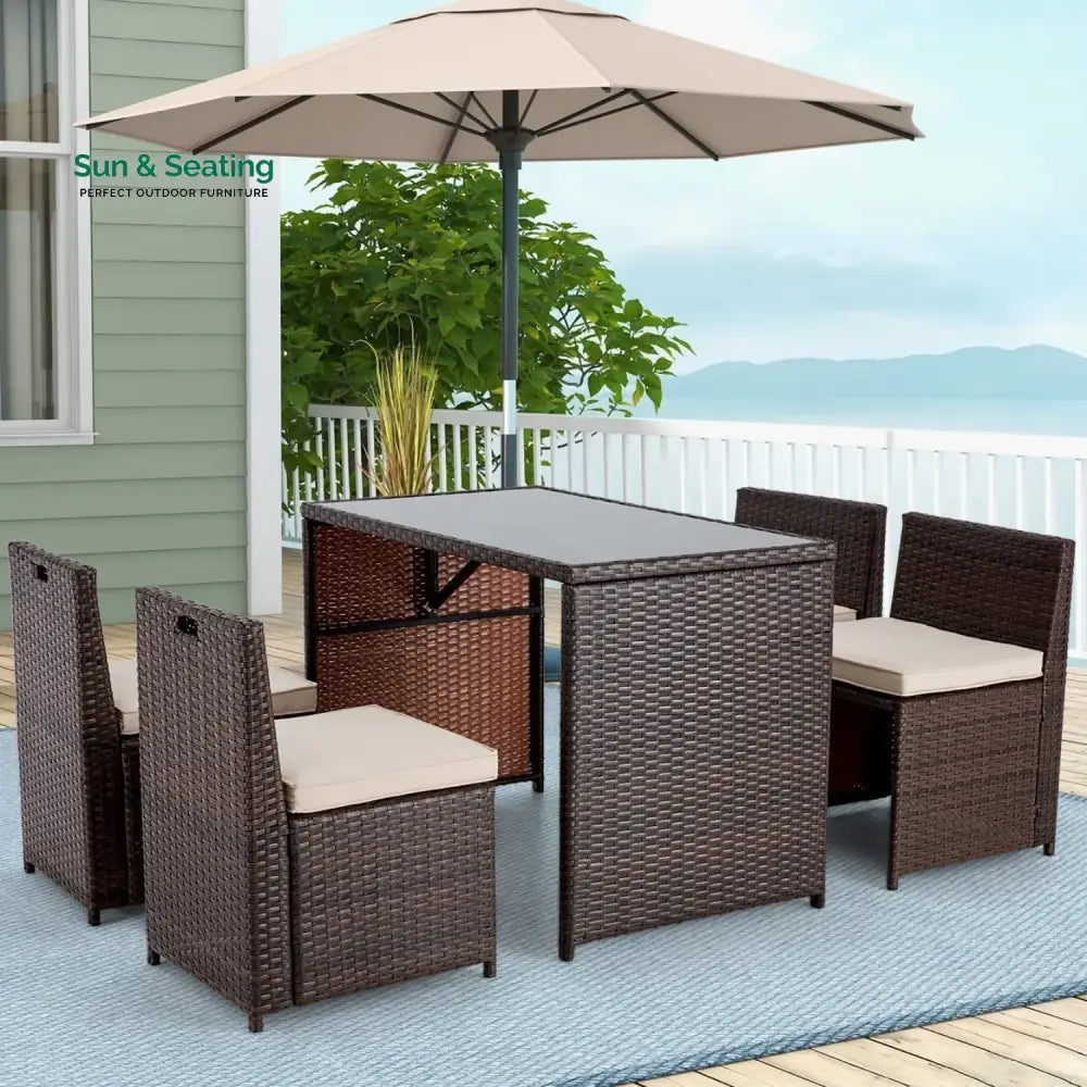 Paloma 5-Piece Outdoor Patio Dining Set with Square Glass Tabletop Dining Set