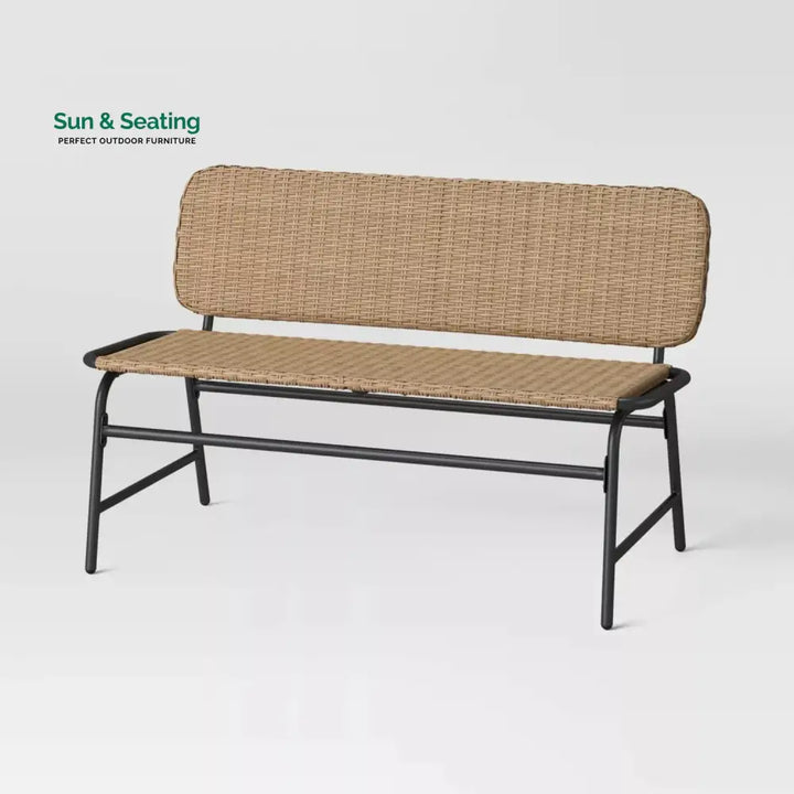 Parineeti 2-Seater Outdoor Garden Rattan Bench With Metal Frames Garden Bench