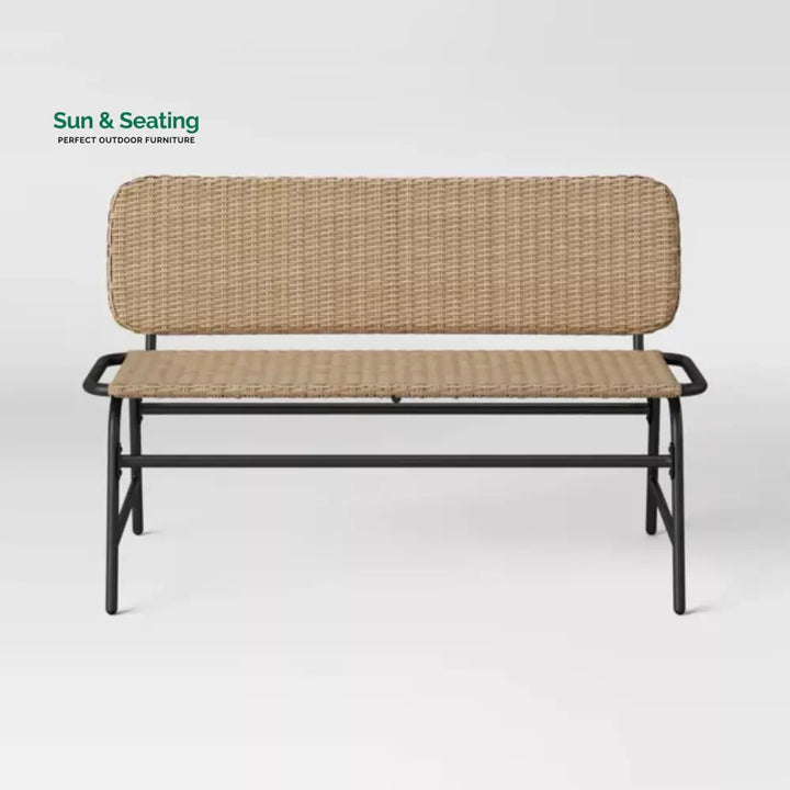 Parineeti 2-Seater Outdoor Garden Rattan Bench With Metal Frames Garden Bench