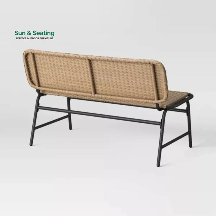 Parineeti 2-Seater Outdoor Garden Rattan Bench With Metal Frames Garden Bench