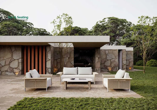 Parlak Outdoor Garden Balcony Sofa Set 2 Seater 2 Single seater and 1 Center Table Set (Honey) Braided & Rope Sofa Sets