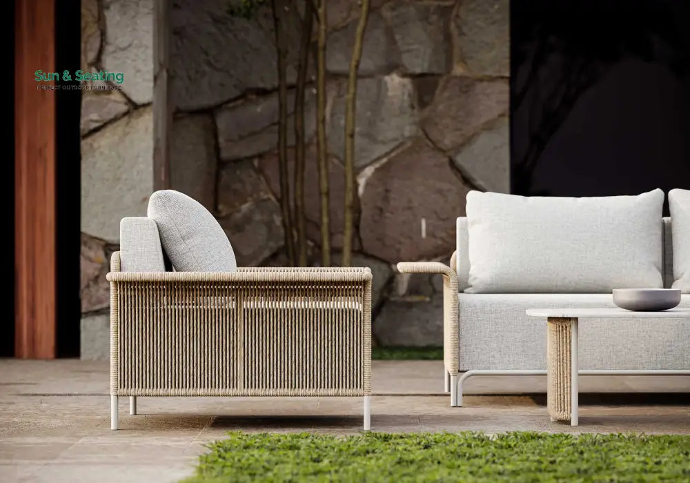 Parlak Outdoor Garden Balcony Sofa Set 2 Seater 2 Single seater and 1 Center Table Set (Honey) Braided &amp; Rope Sofa Sets