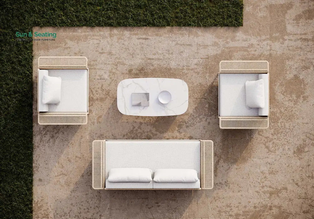 Parlak Outdoor Garden Balcony Sofa Set 2 Seater 2 Single seater and 1 Center Table Set (Honey) Braided &amp; Rope Sofa Sets