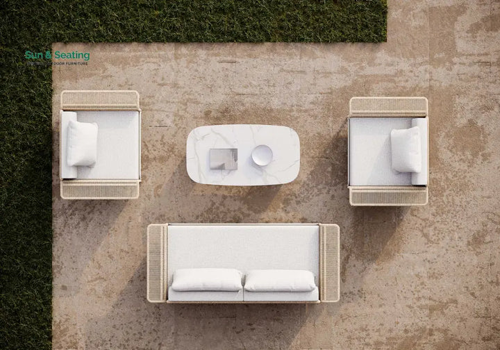Parlak Outdoor Garden Balcony Sofa Set 2 Seater 2 Single seater and 1 Center Table Set (Honey) Braided &amp; Rope Sofa Sets