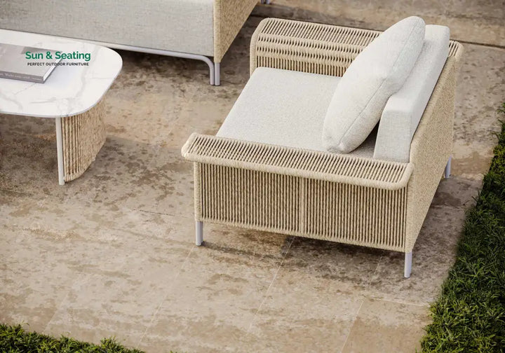 Parlak Outdoor Garden Balcony Sofa Set 2 Seater 2 Single seater and 1 Center Table Set (Honey) Braided &amp; Rope Sofa Sets