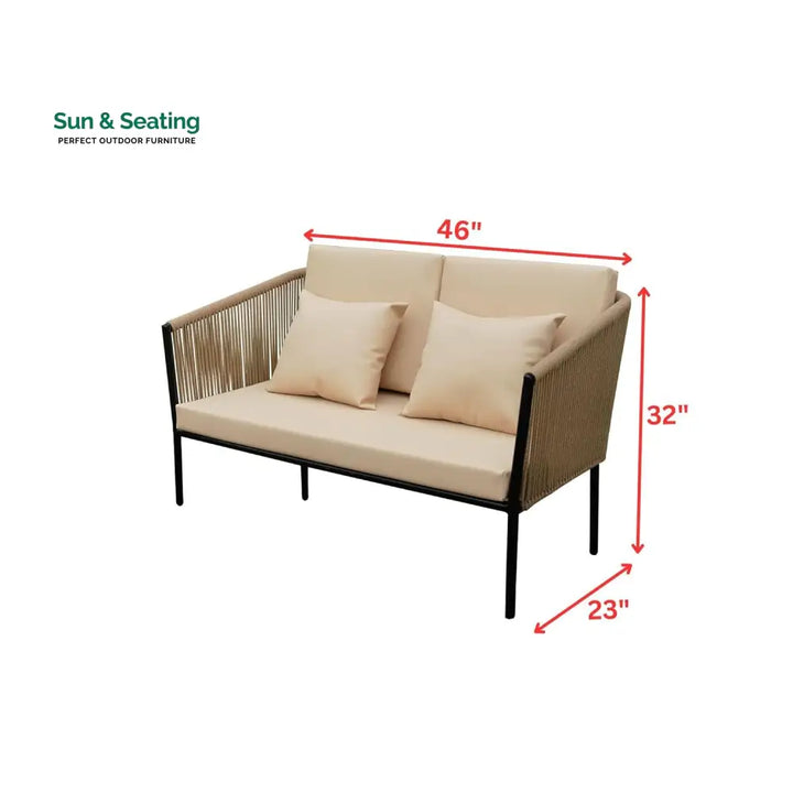 Parna Outdoor Garden Balcony Sofa Set 2 Seater 2 Single Seater 1 Center Table Set Braided and Rope Sofa Sets