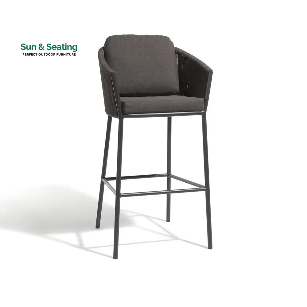 Parris Outdoor Patio Bar Set 2 Chairs and 1 Table Set (Dark Grey) Braided & Rope Bar Sets