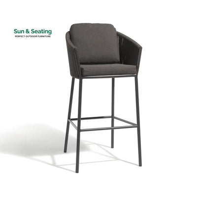 Parris Outdoor Patio Bar Set 2 Chairs and 1 Table Set (Dark Grey) Braided & Rope Bar Sets