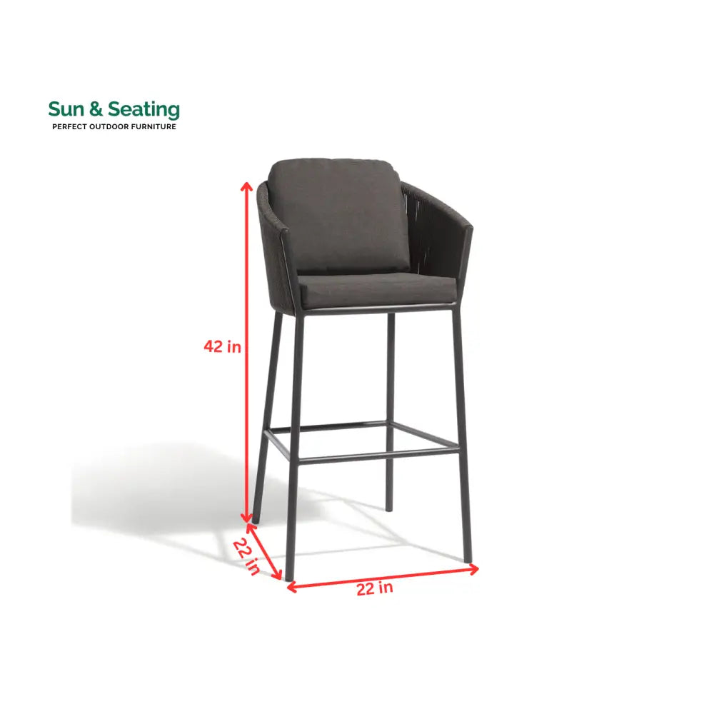 Parris Outdoor Patio Bar Set 2 Chairs and 1 Table Set (Dark Grey) Braided & Rope Bar Sets