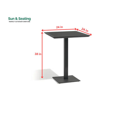 Parris Outdoor Patio Bar Set 2 Chairs and 1 Table Set (Dark Grey) Braided & Rope Bar Sets