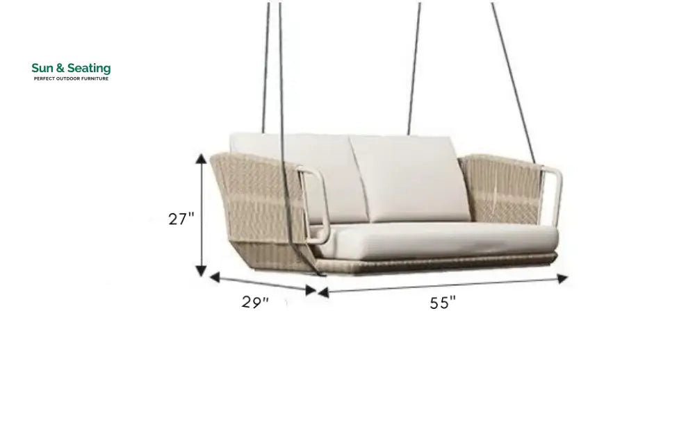 Pascale Double Seater Hanging Swing Without Stand For Balcony Garden Swing (Beige) Braided &amp; Rope Swings