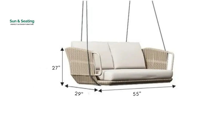 Pascale Double Seater Hanging Swing Without Stand For Balcony Garden Swing (Beige) Braided &amp; Rope Swings