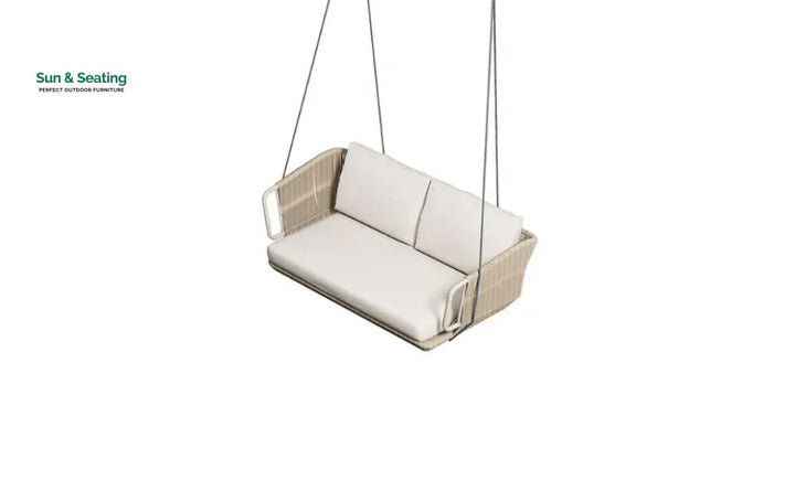 Pascale Double Seater Hanging Swing Without Stand For Balcony Garden Swing (Beige) Braided &amp; Rope Swings