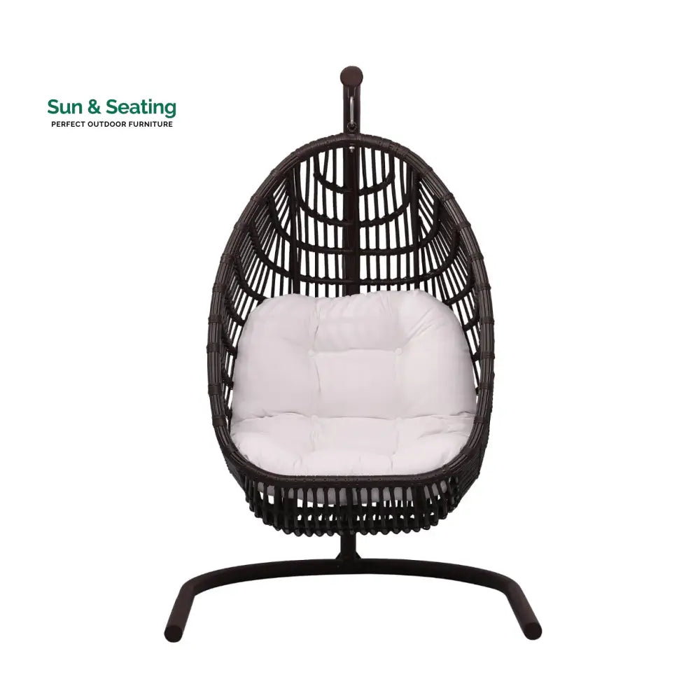 Pastora Single Seater Hanging Swing With Stand For Balcony Garden (Dark Brown) Swings