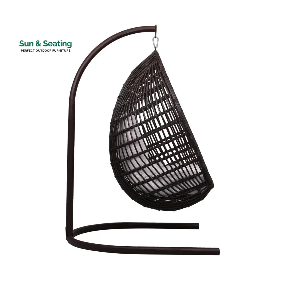 Pastora Single Seater Hanging Swing With Stand For Balcony Garden (Dark Brown) Swings