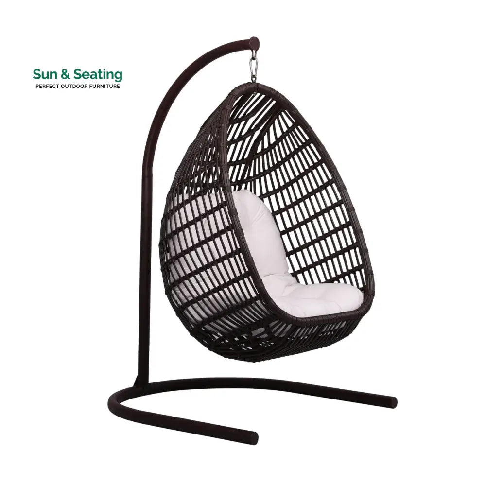 Pastora Single Seater Hanging Swing With Stand For Balcony Garden (Dark Brown) Swings