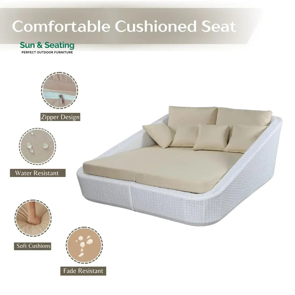 Patio Rattan &amp; Wicker Double Conversation Daybed Daybed