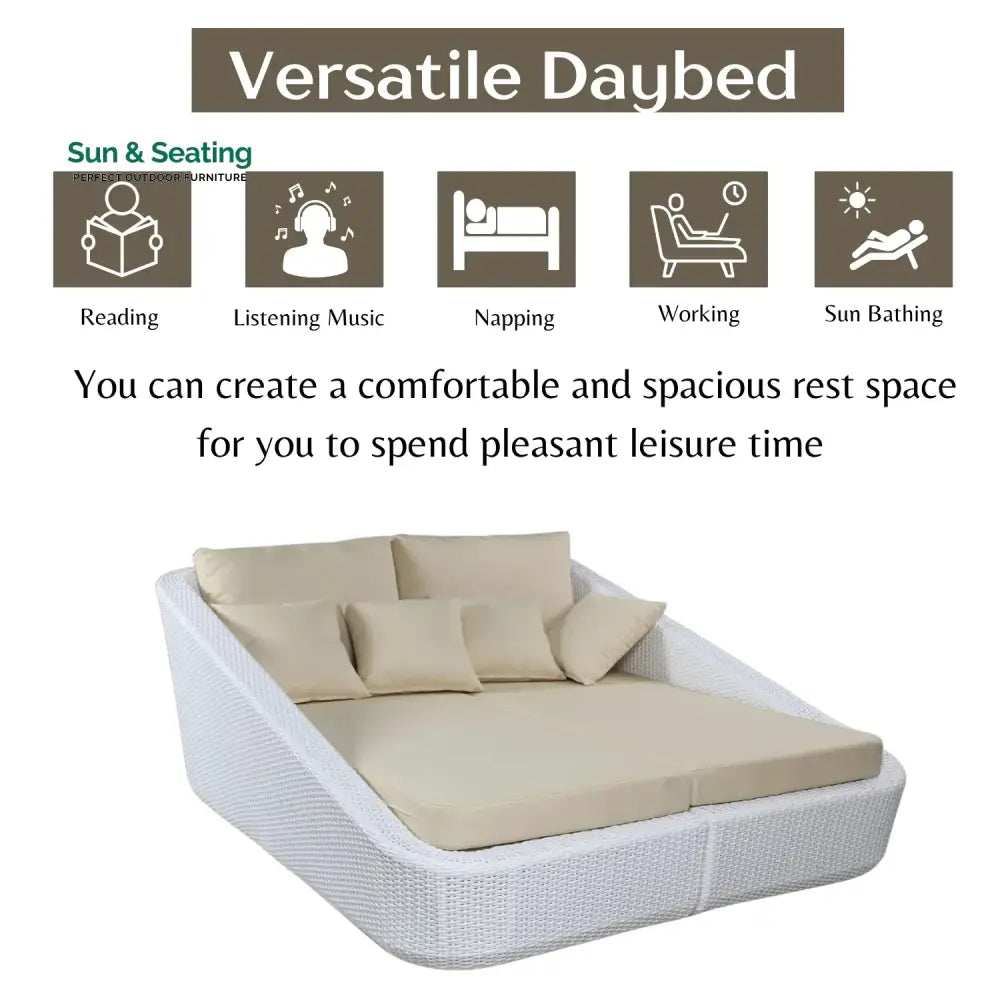 Patio Rattan &amp; Wicker Double Conversation Daybed Daybed