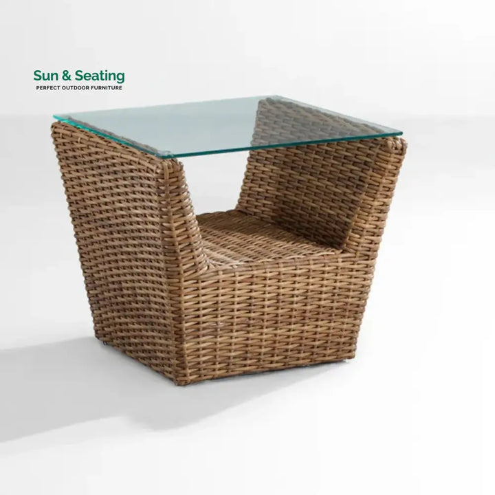 Patricia 5-Piece Outdoor Wicker Sofa Set With 2-Tier Glass Top Tables Sofa Set