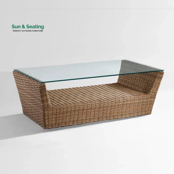 Patricia 5-Piece Outdoor Wicker Sofa Set With 2-Tier Glass Top Tables Sofa Set