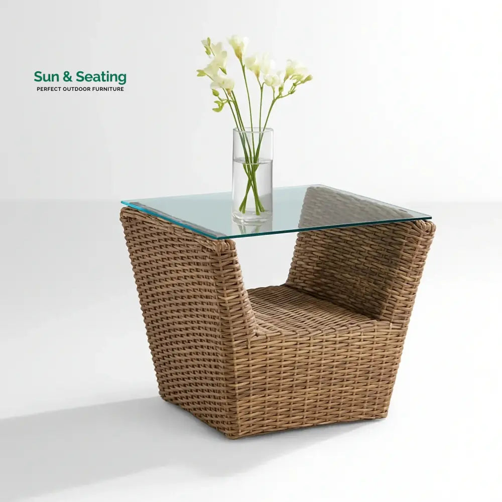 Patricia 5-Piece Outdoor Wicker Sofa Set With 2-Tier Glass Top Tables Sofa Set