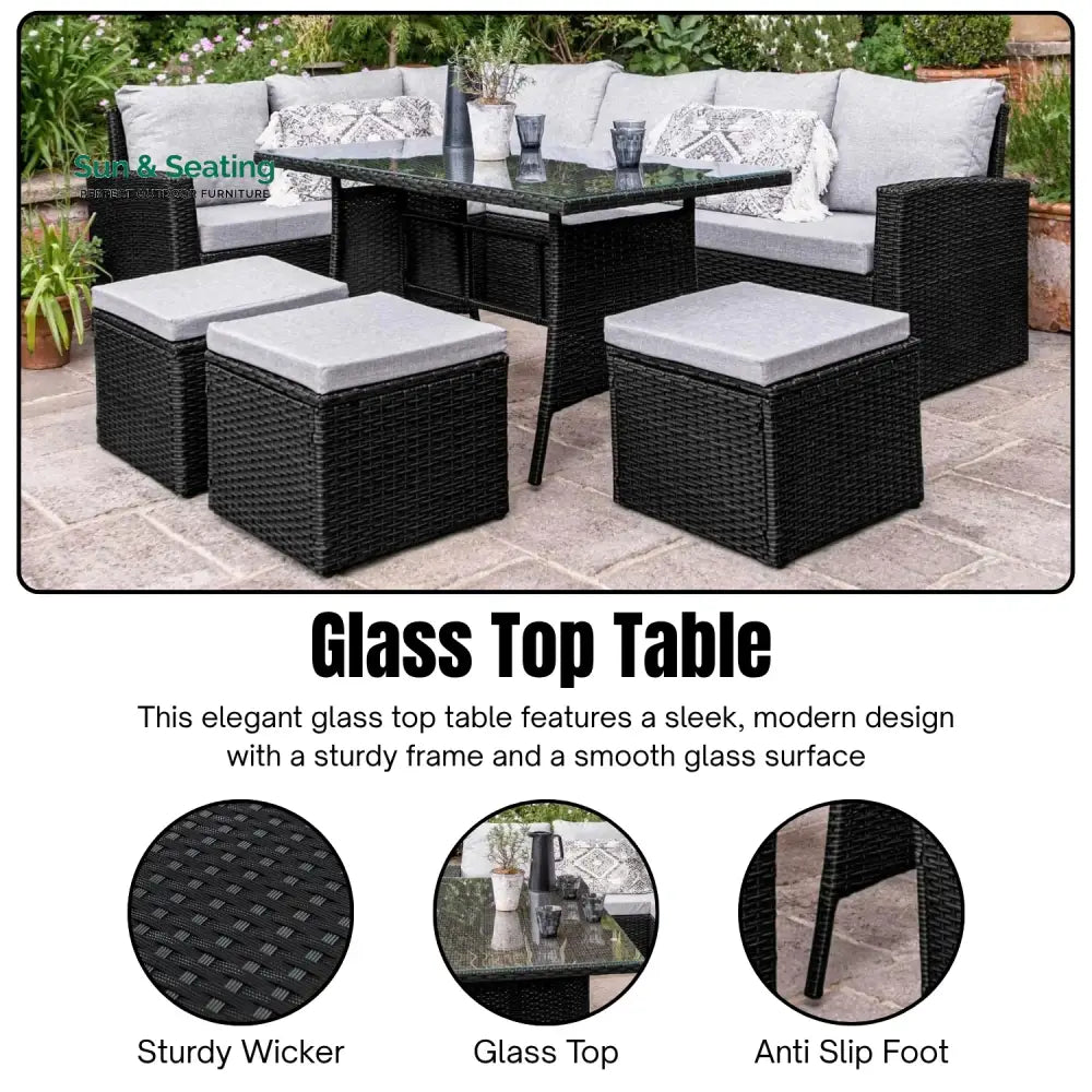 Paulina 6-Piece All-Weather Wicker Patio Furniture Set (Black/Grey) Sofa Set