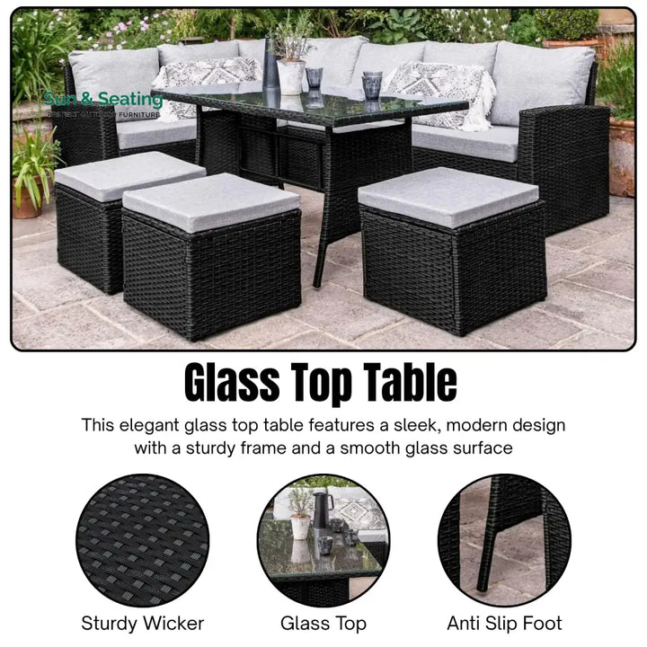 Paulina 6-Piece All-Weather Wicker Patio Furniture Set (Black/Grey) Sofa Set
