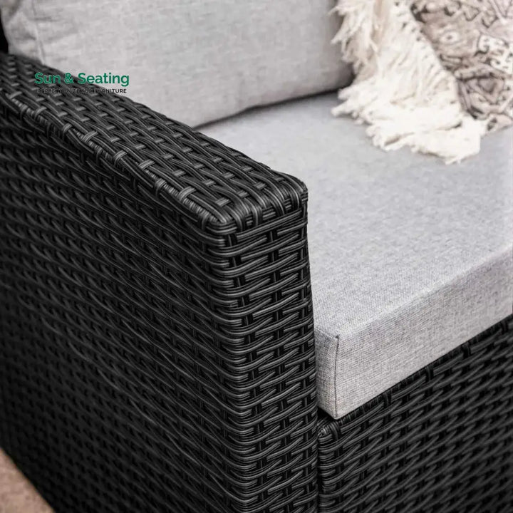 Paulina 6-Piece All-Weather Wicker Patio Furniture Set (Black/Grey) Sofa Set