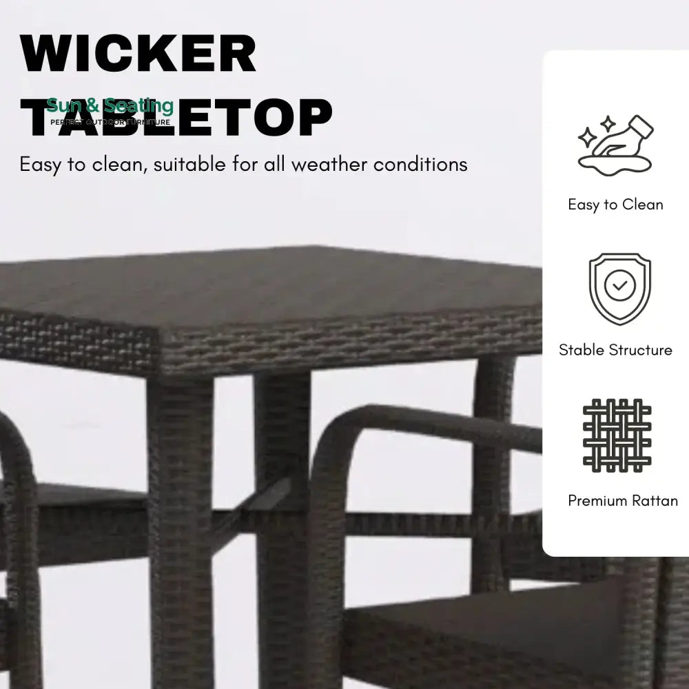 Pauline 5-Piece Outdoor Rattan Wicker Bar Set with Wicker Top Table Bar Set