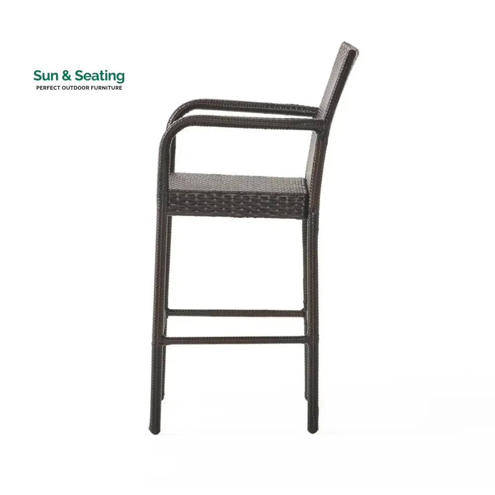 Pauline 5-Piece Outdoor Rattan Wicker Bar Set with Wicker Top Table Bar Set