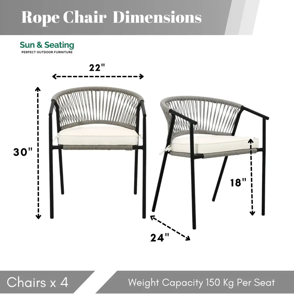 Peizhi 4-Piece Outdoor Rope Patio Dining Chairs Dinning Chairs