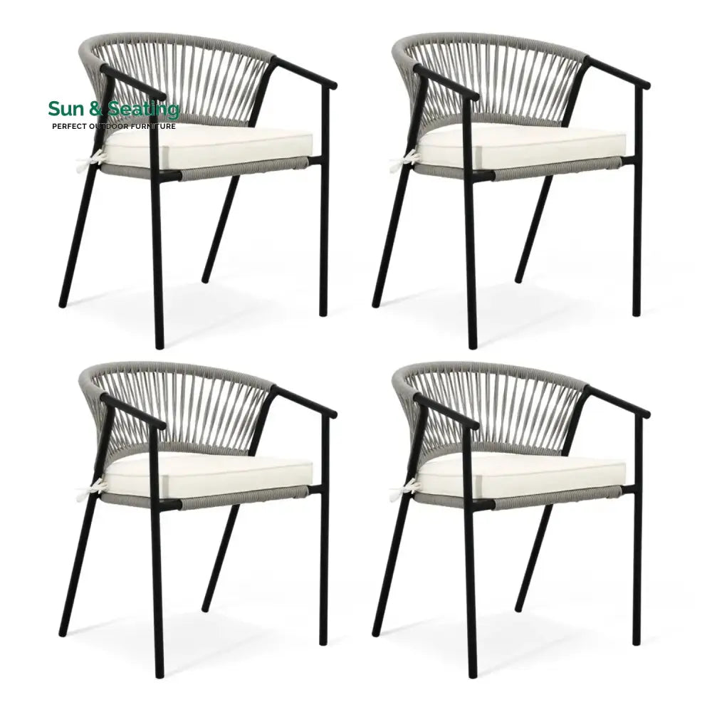 Peizhi 4-Piece Outdoor Rope Patio Dining Chairs Dinning Chairs