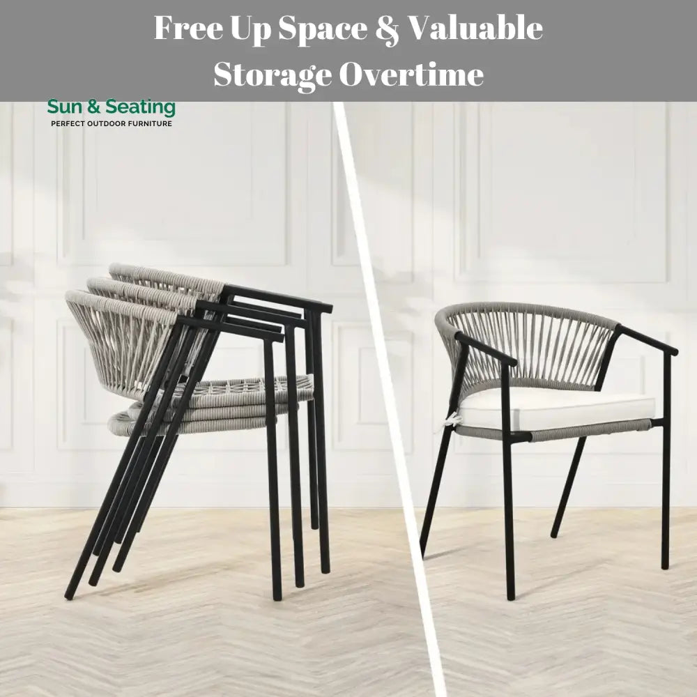 Peizhi 4-Piece Outdoor Rope Patio Dining Chairs Dinning Chairs