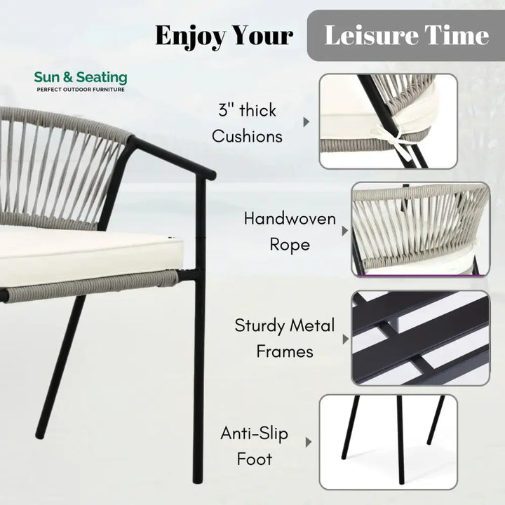 Peizhi 4-Piece Outdoor Rope Patio Dining Chairs Dinning Chairs