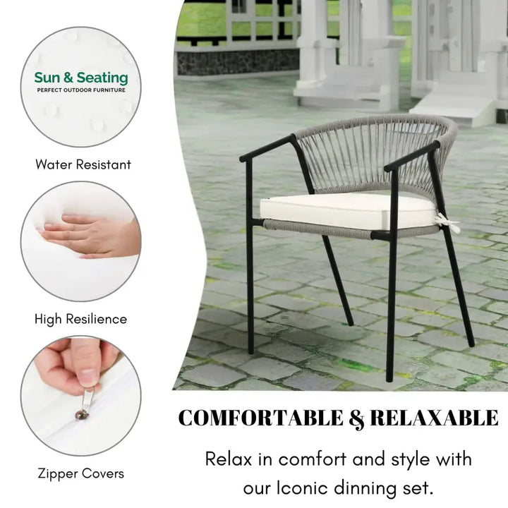 Peizhi 4-Piece Outdoor Rope Patio Dining Chairs Dinning Chairs