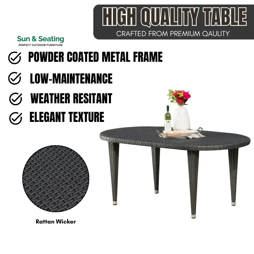 Penda Outdoor Rattan Wicker Round Patio Table (Black) Table