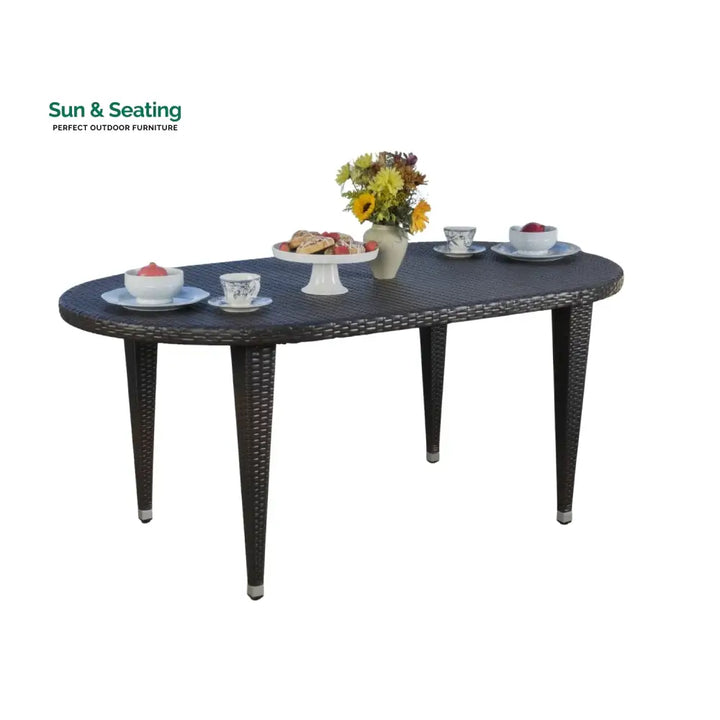 Penda Outdoor Rattan Wicker Round Patio Table (Black) Table