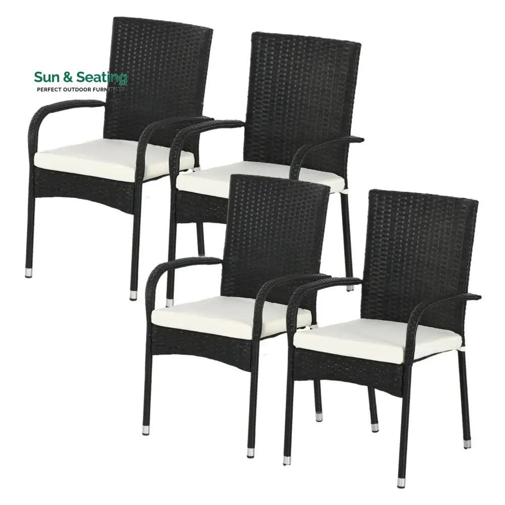 Penelope 4-Piece Outdoor Rattan Wicker Patio Dining Chairs Dinning Chairs