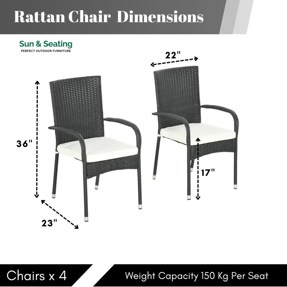 Penelope 4-Piece Outdoor Rattan Wicker Patio Dining Chairs Dinning Chairs