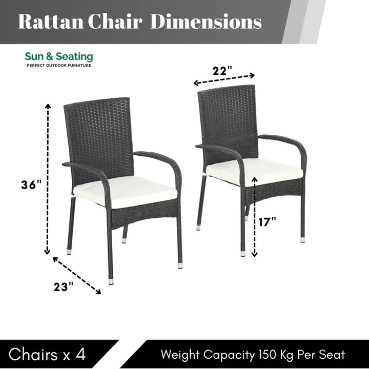 Penelope 4-Piece Outdoor Rattan Wicker Patio Dining Chairs Dinning Chairs