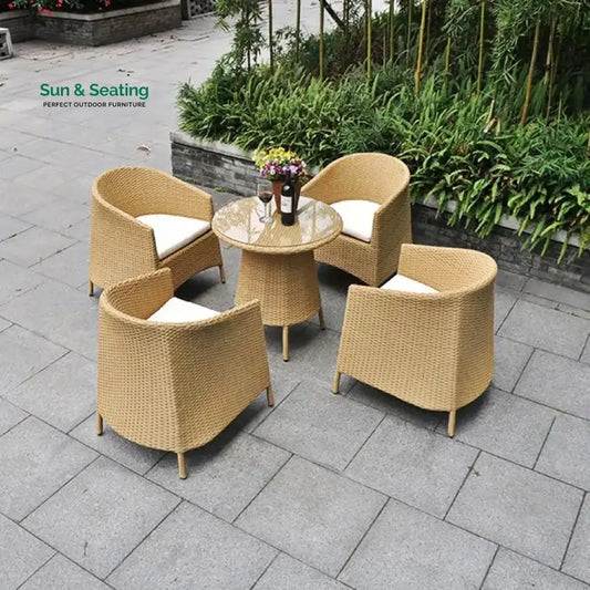 Pepe Outdoor Patio Seating Set 4 Chairs and 1 Table Set (Honey) Coffee Table Sets
