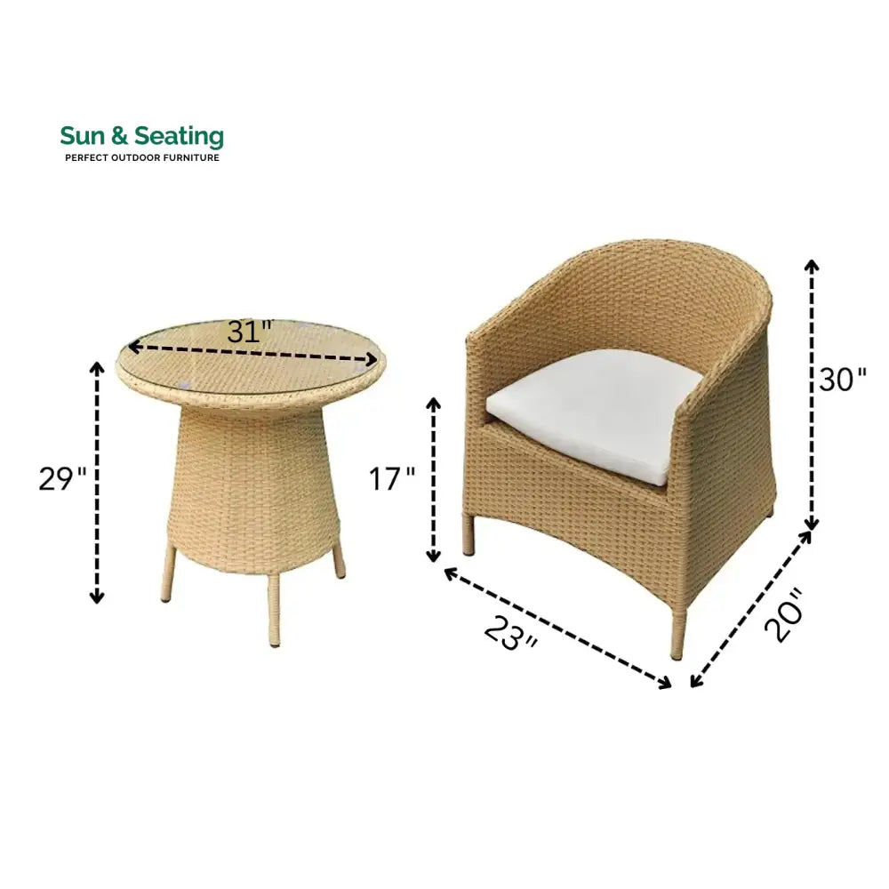 Pepe Outdoor Patio Seating Set 4 Chairs and 1 Table Set (Honey) Coffee Table Sets
