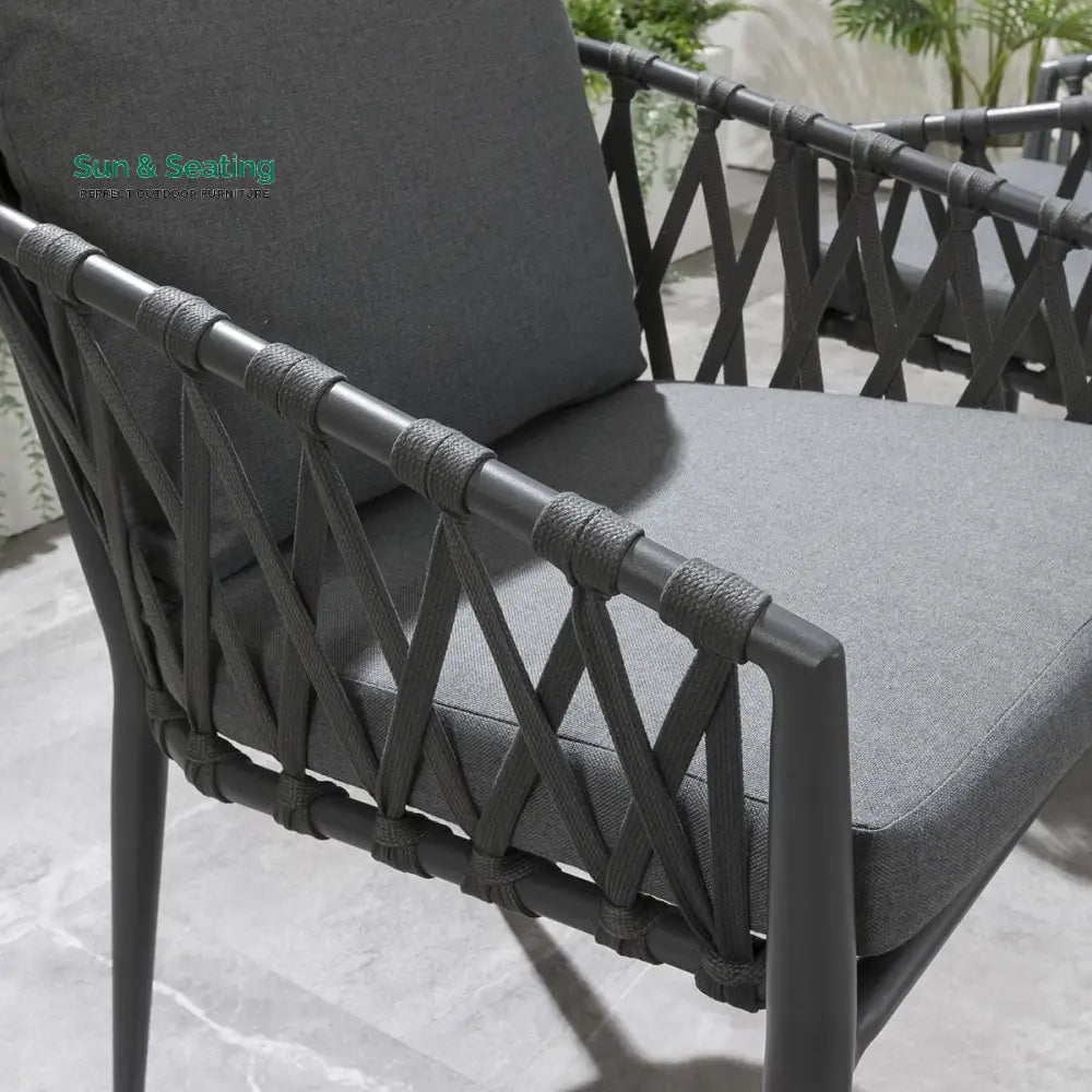 Pepita Outdoor Patio Seating Set 2 Chairs and 1 Table Set Braided &amp; Rope Coffee Table Sets