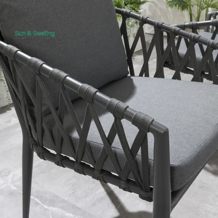 Pepita Outdoor Patio Seating Set 2 Chairs and 1 Table Set Braided &amp; Rope Coffee Table Sets
